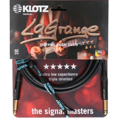 LA-grange Câble Instr. Noir 9M, Jack Mono - Jack Mono, Conta En Or
