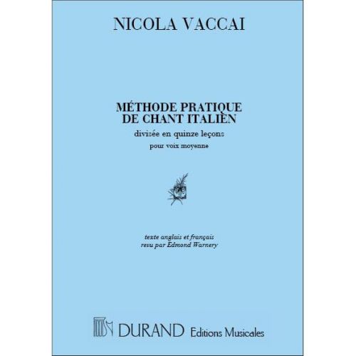 Vaccai - Methode De Chant - Voix MEZZO-soprano et Piano