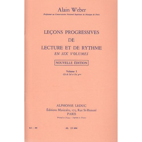 WEBER A. - LEÇONS PROGRESSIVES. LECTURE ET RYTHME VOL. 1