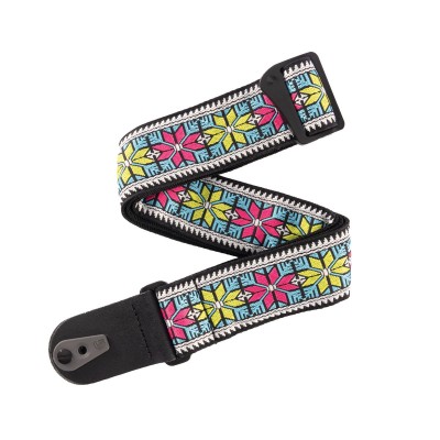Pad Lock Woven Guitar Strap, Parallel Flowers