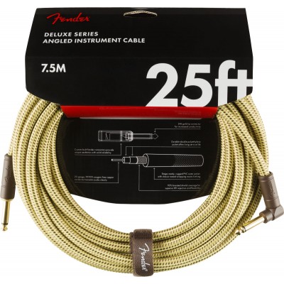 Deluxe Instrument Cable Straight/angle 25' Tweed