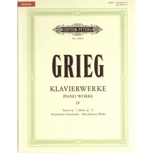 Grieg Edvard - Supplement, Vol. 4 - Piano