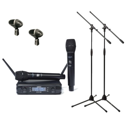 Pack Micro UHF Double Multi Fréquences + Pieds x 2