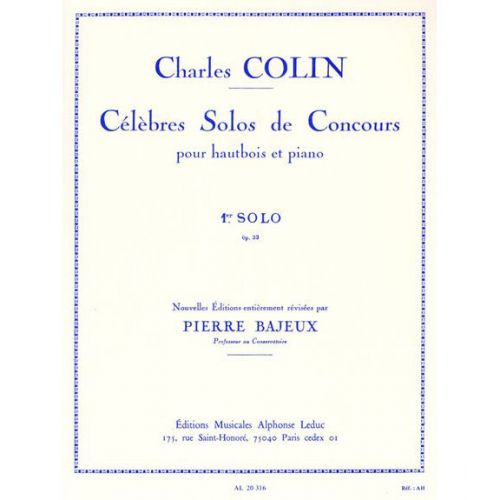 Bajeux / Colin - Celebre Solo De Concours N°1 Op.33 - Hautbois et Piano