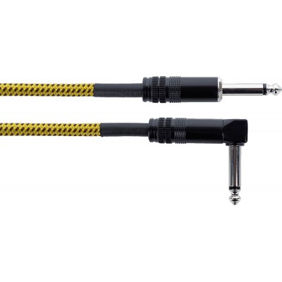 Cable Guitare Jack Droit /Coudé 5 M Tweed Jaune