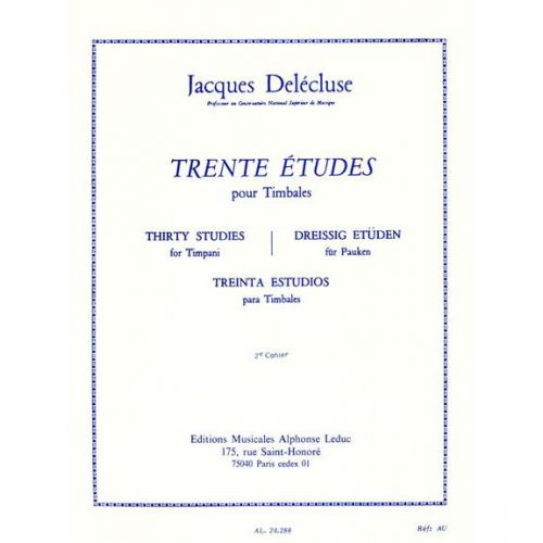 Delecluse Jacques - Trente Etudes Pour Timbales Cahier 2