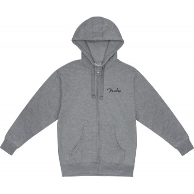 Spaghetti Small Logo Zip Front Hoodie Athletic Gray L