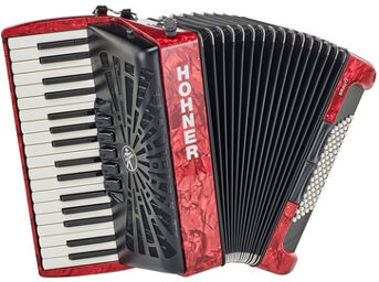 Hohner Bravo III 72 Red silent key Rouge
