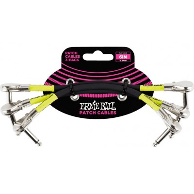Cables Instrument Patch Pack de 3 - Coudé Fin - 15CM Noir