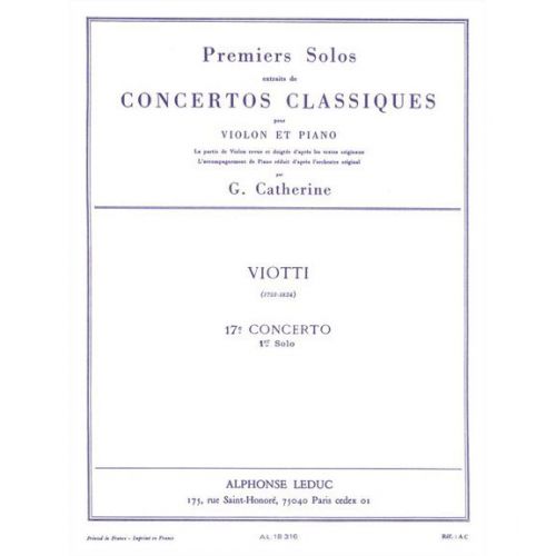VIOTTI G.B. - SOLO N°1 DU CONCERTO N°12 - VIOLON & PIANO
