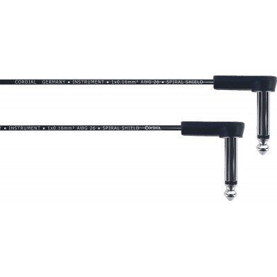 Câble Patch Plat Guitare Jack Coudés 10 CM