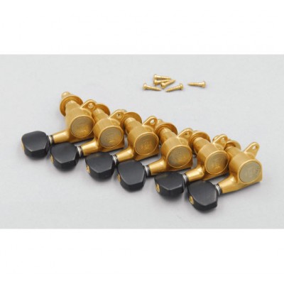 Mécaniques Guitare 6 en Ligne X-gold, Bouton Noir Satin, Droites