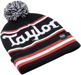 Pom Beanie Noir avec rayures blanches