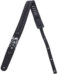 Guitar Strap Randy Weitzel VB Noir Vintage avec illustration blanche gaufrée Randy Weitzel