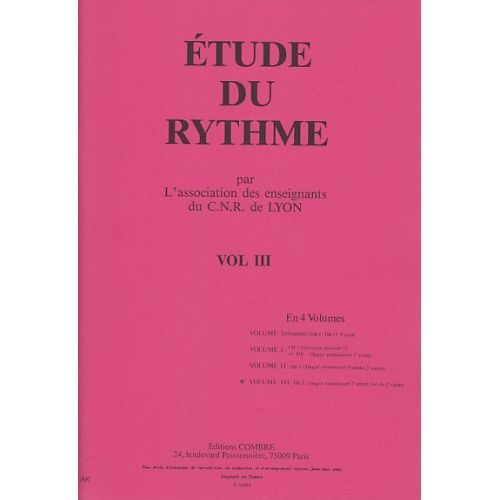 CNR De Lyon - Etude Du Rythme Vol Iii