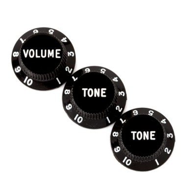 Stratocaster Knobs, Black (Volume, Tone, Tone) (3)