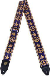 Guitar Strap Blue & Beige Dove Blue And Beige Peace Love Dove Jacquard