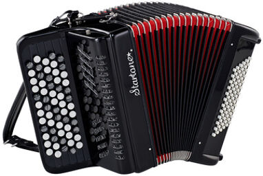 Accordion B-Handle Black Noir avec soufflet rouge