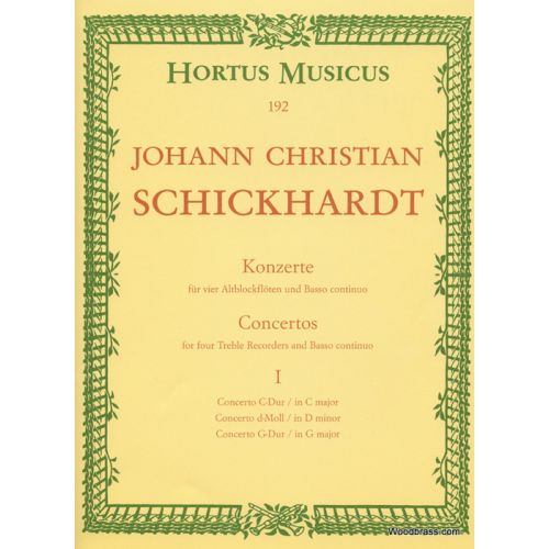 Schickhardt J.C. - Sechs Konzerte FüR Vier Altblockflöten Und BC - Heft 1