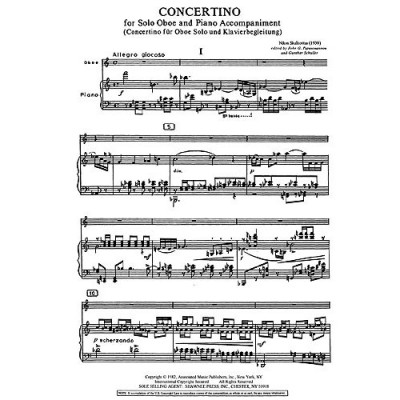 SKALKOTTAS NIKOS - CONCERTINO FOR OBOE AND PIANO - HAUTBOIS & PIANO