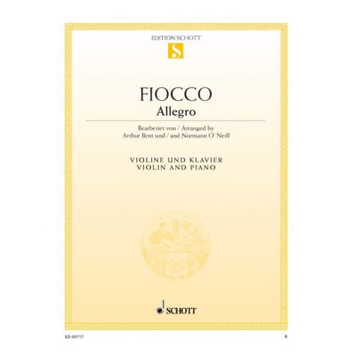Fiocco JOSEPH-hector - Allegro - Violin And Piano