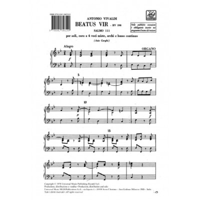Vivaldi A. - Beatus Vir RV 598 - Set Parties