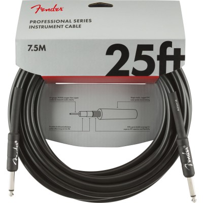 Professional Instrument Cable, Straight/Straight, 25', Black
