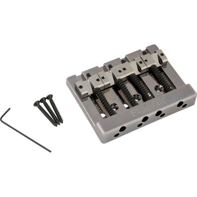 HiMass String-Through 4-String Bass Bridge Assembly With Brass Saddles Black Chrome