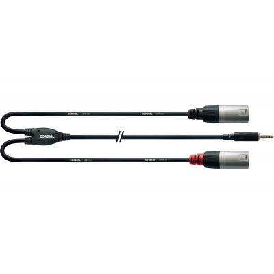 Câble Y Bretelle Minijack Stéréo/2 XLR Mâle 1,8 M