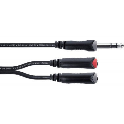 Câble Y Bretelle Jack Stéréo Mâle / 2 Jacks Mono Femelles 30 CM