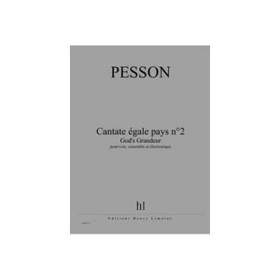Pesson - Cate Égale Pays N°2 - God'S - Voix, Ensemble Et Électronique