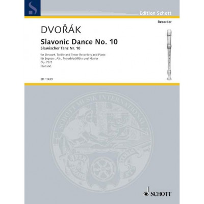 Dvorák - Slavonic Dance No 10 Op. 72/2 - 3 Flute A Bec (sat) et Piano
