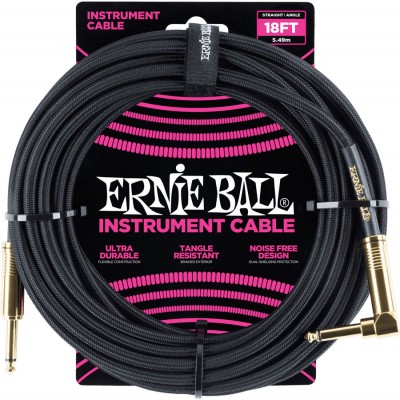 Cables Instrument Gaine Tisse Jack/jack Coudé 5,5M Noir