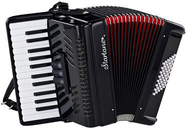 Piano Accordion 48 Black MKII Noir avec soufflet rouge