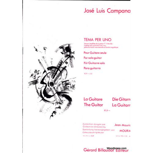 Campana Jose-Luis - Tema Per Uno, Version Slifiee De La Piece N°1 Des 5 Pieces - Guitare