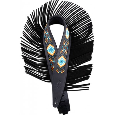 The Outlaw - 6,35cm Cuir Crazy Horse Franges Daim Western - Black