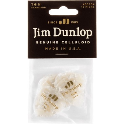 Médiator Celluloid White Perloid Thin Sachet de 12