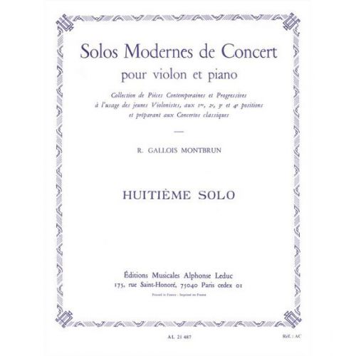 GALLOIS-MONTBRUN RAYMOND - 8EME SOLO DE CONCERT