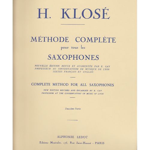 Klose - Methode Complete Pour Tous Les Saxophones Vol.2