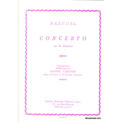 Haendel G. F./lafosse - Concerto En Fa Mineur - Trombone et Piano
