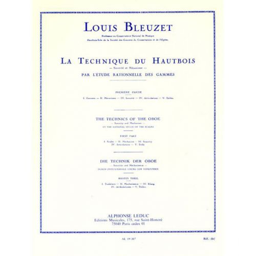Bleuzet L. - Technique Du Hautbois Par L'etude Rationelle Des Gammes Volume 1