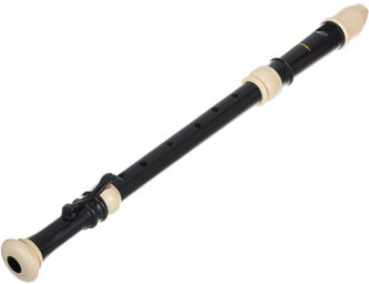 TRT-31B Tenor Recorder Noir brillant avec anneaux blancs