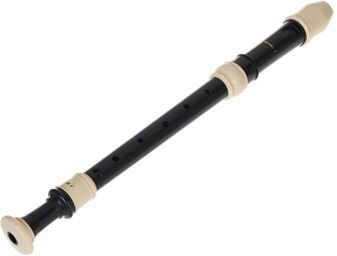 TRA-31B Alto Recorder Noir brillant avec anneaux blancs