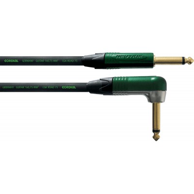 Cable Guitare Jack Droit /Coudé 3 M Vert