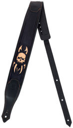 Hand Tooled Skull Guitar Strap Noir