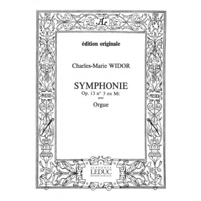 Widor CHARLES-marie - Symphonie 3 Op.13 - Orgue