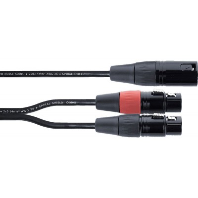 Câble Y Bretelle XLR Mâle / 2 XLR Femelle 30 CM