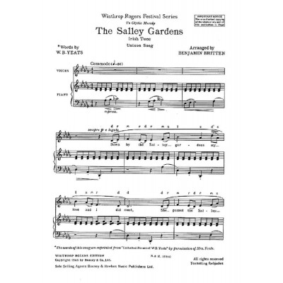 BRITTEN BENJAMIN - THE SALLEY GARDENS - CHOIR UNISON AND PIANO