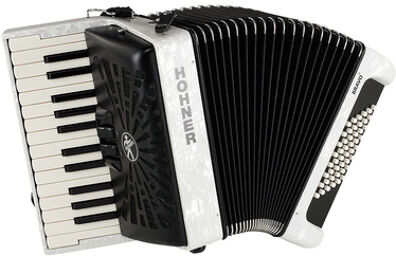 Hohner Bravo II 48 White silent key Blanc