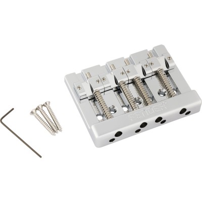HiMass String-Through 4-String Bass Bridge Assembly With Brass Saddles Chrome